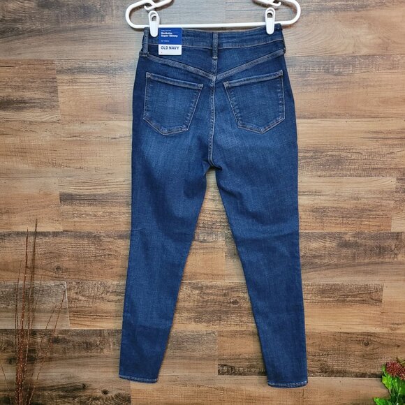 Old Navy Jeans Size 4 Rock Star Skinny 360 Stretch Extra High Rise Dark Wash NWT - Picture 2 of 11